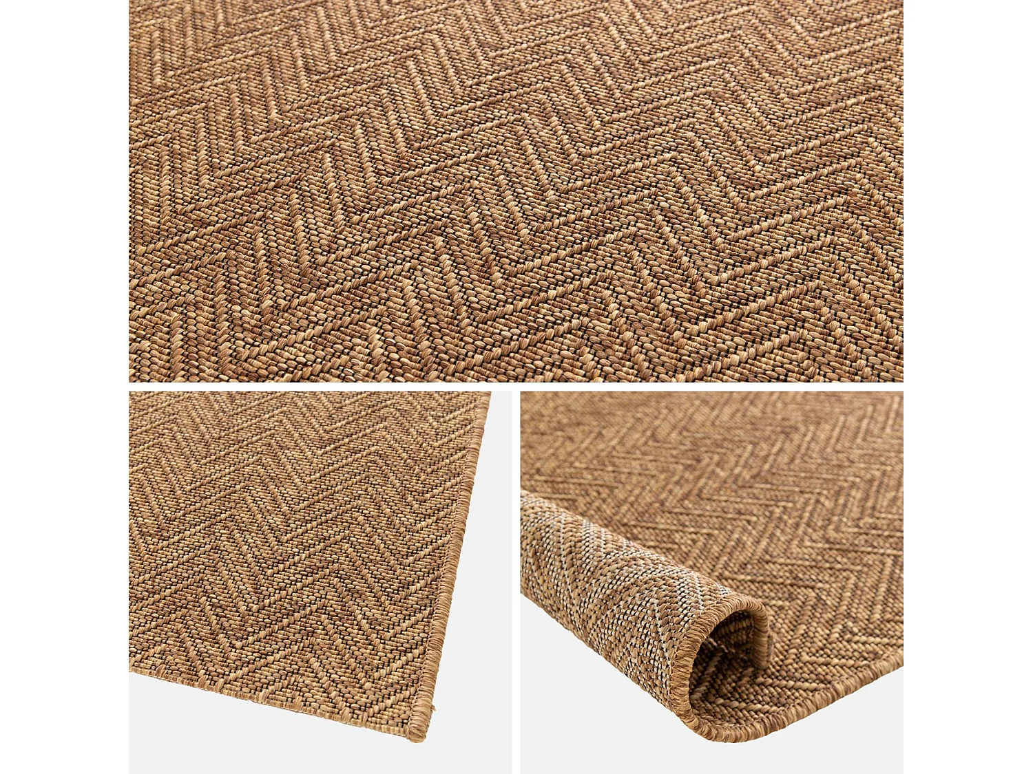 Alfombra interior/exterior efecto yute color caramelo