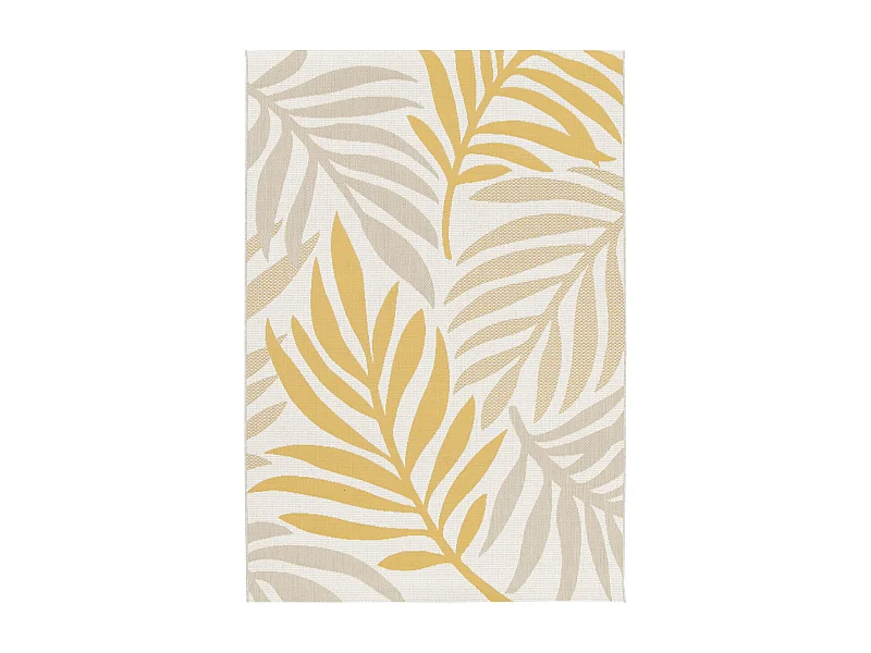 Alfombra de interior/exterior, estampado beige y mostaza, poliéster