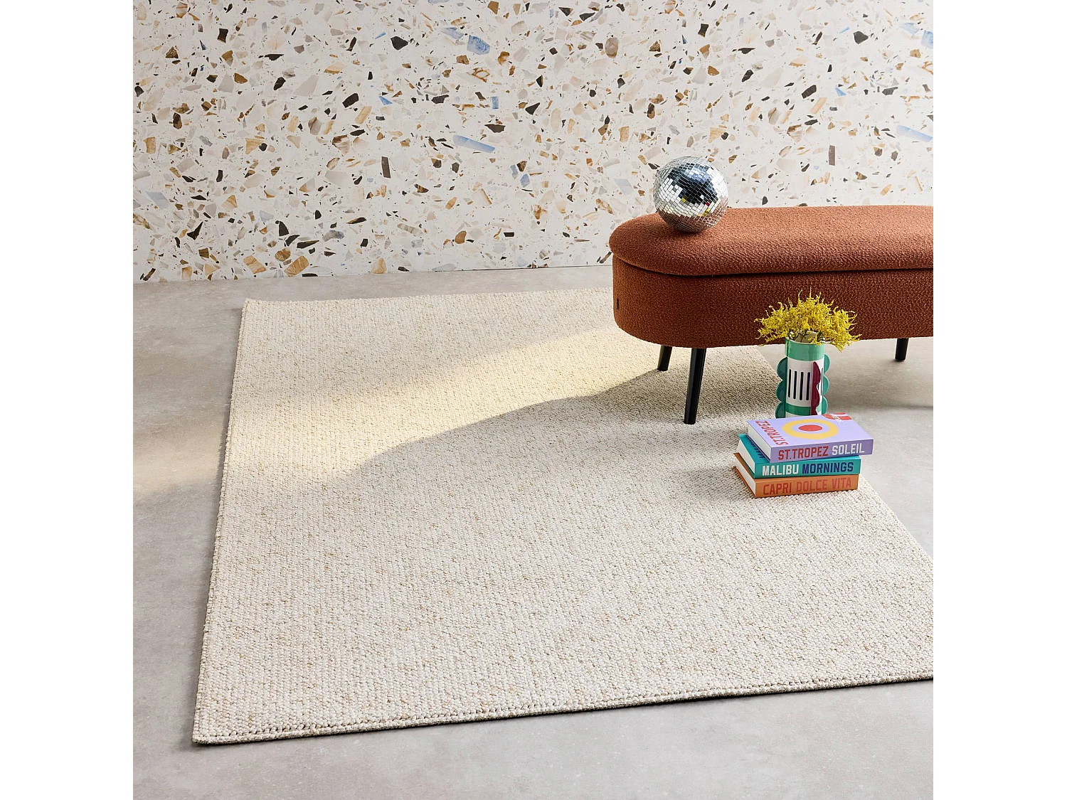 Tappeto interno bouclette crema screziato 120x170cm i sweeek