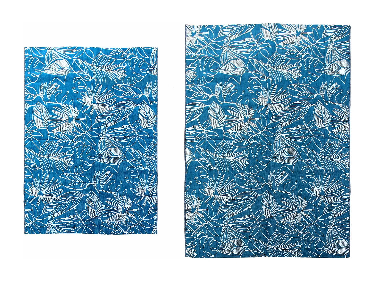 Alfombra de exterior/interior con motivos exóticos azul