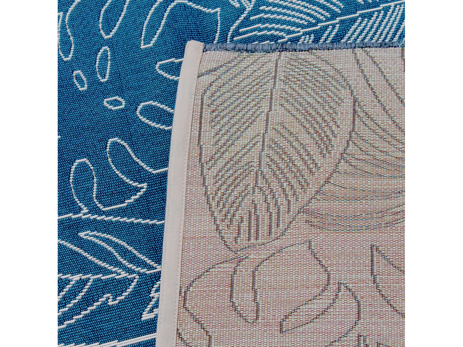 Alfombra de exterior/interior con motivos exóticos azul