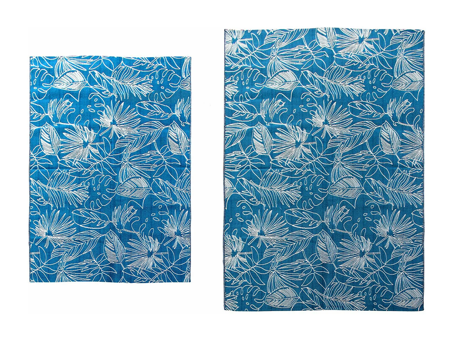 Alfombra de exterior/interior con motivos exóticos azul