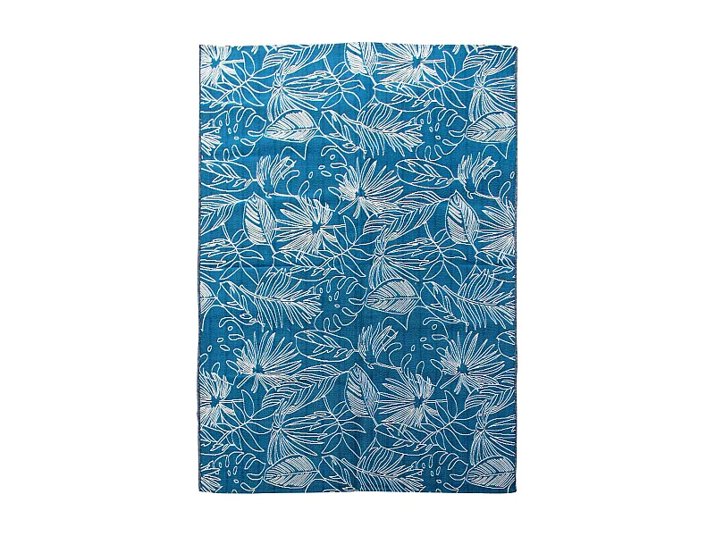 Alfombra de exterior/interior con motivos exóticos azul