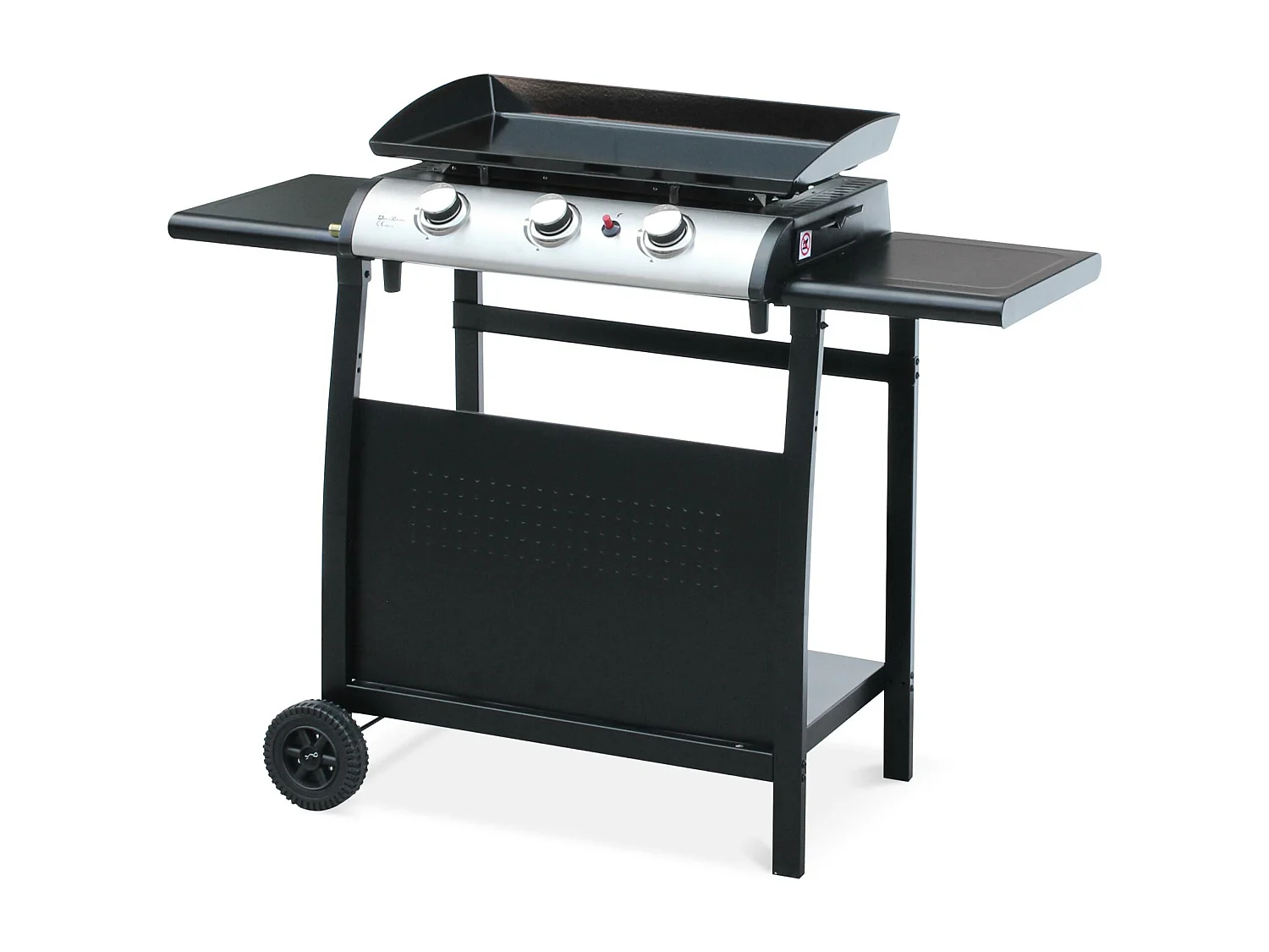 Desserte pour plancha au gaz - Chariot Porthos 3 brûleurs - Chariot barbecue noir. cuisine extérieure. roulettes