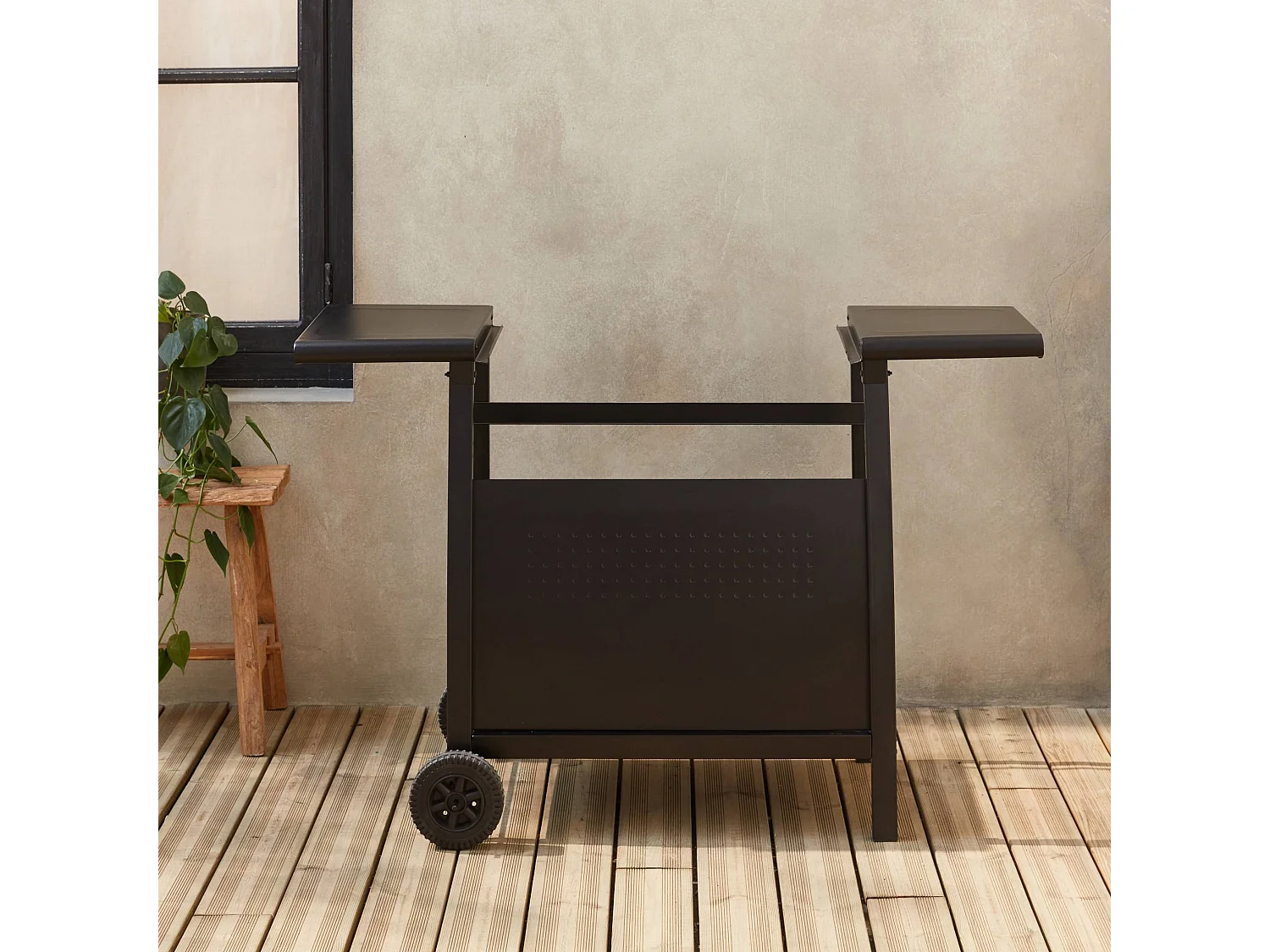 Carrello piastra 3 bruciatori acciaio, nero