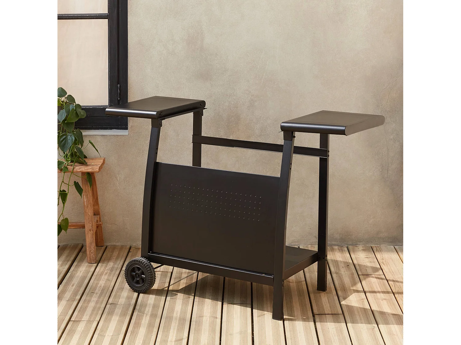 Carrello piastra 3 bruciatori acciaio, nero