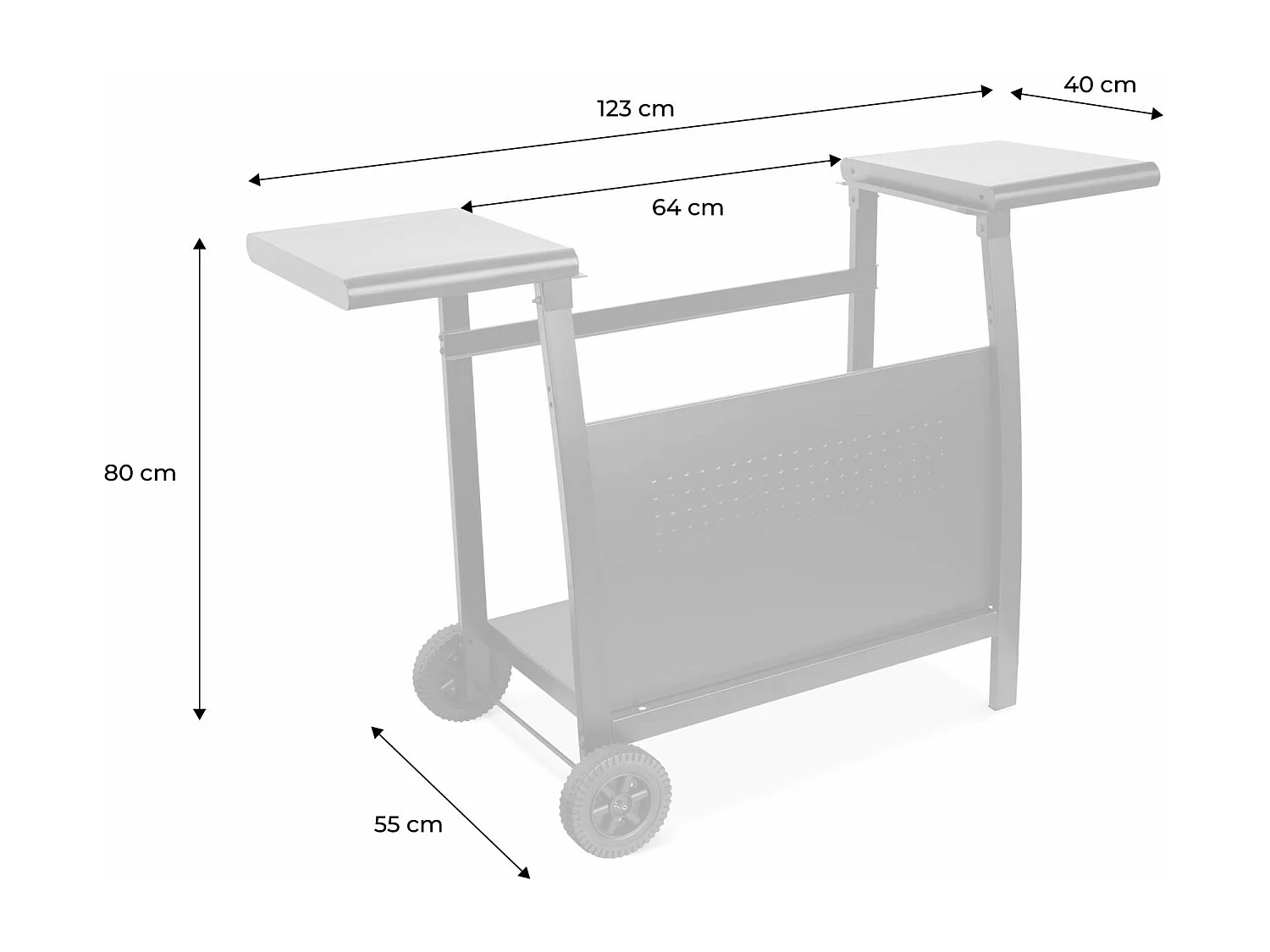 Carrello piastra 3 bruciatori acciaio, nero