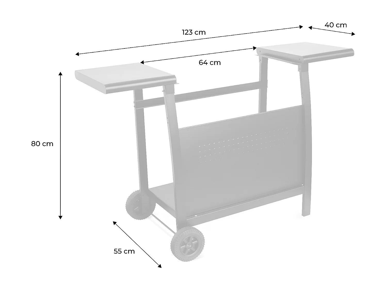 Carrello piastra 3 bruciatori acciaio, nero