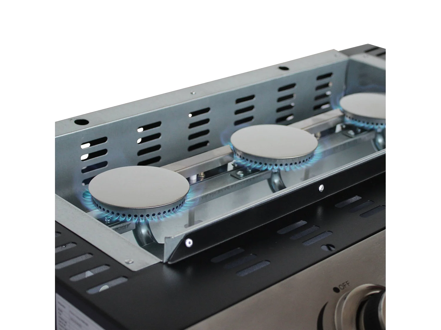 Plancha de gas con 3 quemadores de acero inoxidable, 7.5kw negro