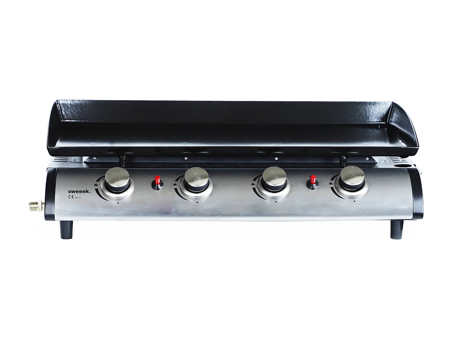 Plancha au gaz 4 feux - Porthos 4 brûleurs - 10 kW. barbecue. cuisine extérieure. grande plaque émaillée. inox