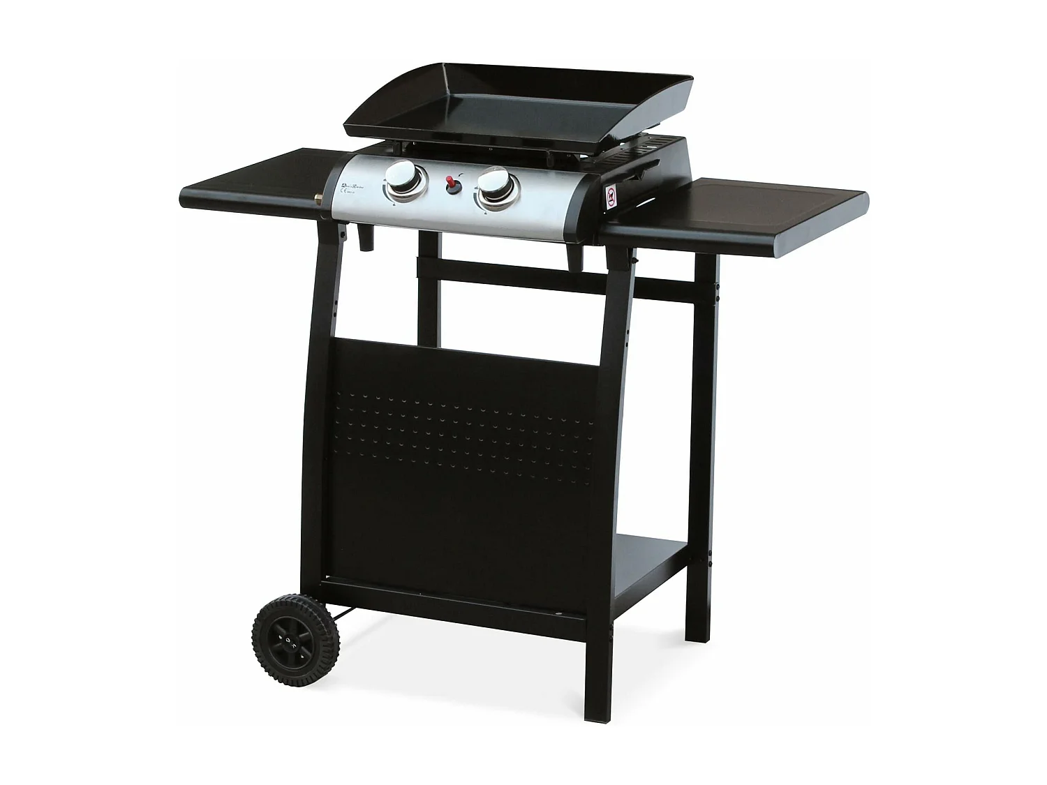 Desserte pour plancha au gaz - Chariot Porthos 2 brûleurs - Chariot barbecue noir. cuisine extérieure. roulettes