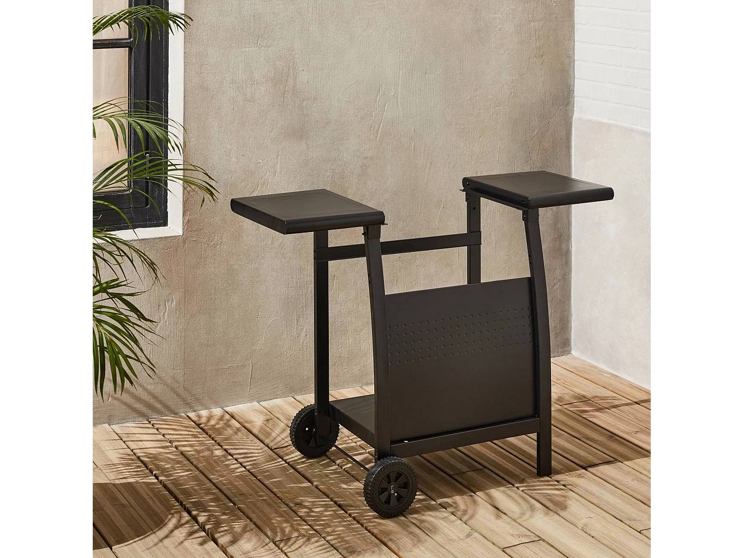 Mesa de plancha con 2 quemadores negro