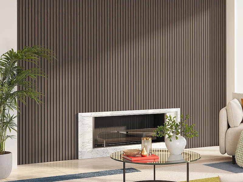 Panneau mural acoustique - Finition bois naturel foncé - Pack de 3,12 m² - Lot de 2 pièces - PENCIA