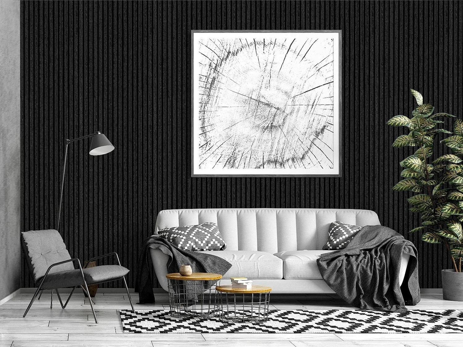 Panneau mural acoustique - Finition bois gris anthracite - Pack de 3,12 m² - Lot de 2 pièces - PENCIA