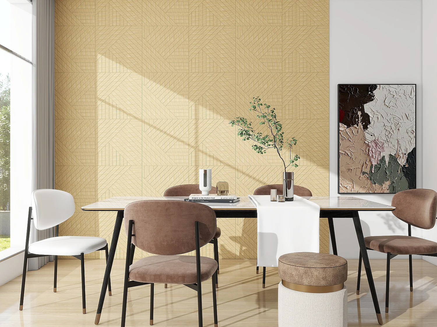 Wandpaneel - Licht naturelkleurige houtafwerking - Set van 1 m² - Set van 4 stuks - VELTON