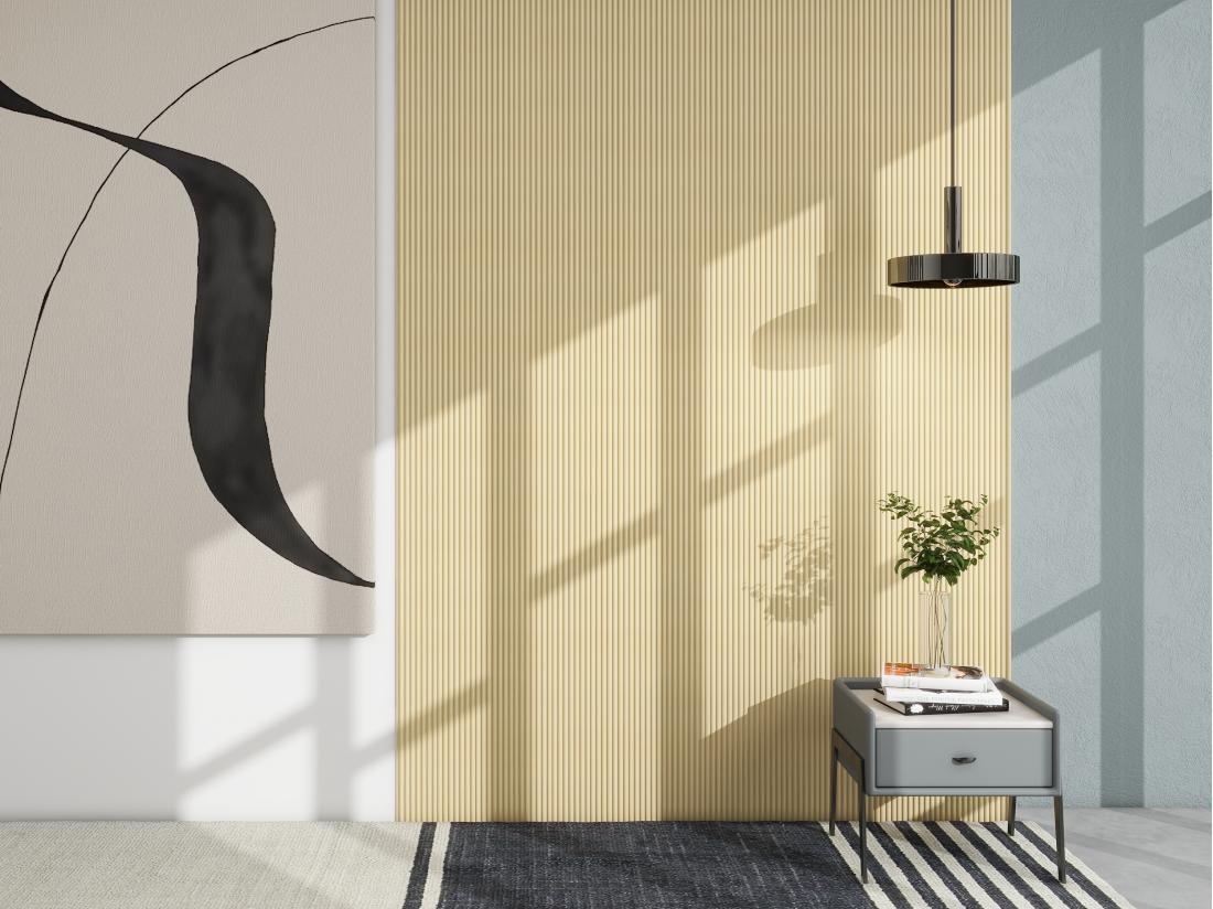 vente unique Panneau mural ondulé - Coloris bois naturel clair - Pack de 2 54 m² - Lot de 8 pièces - LIPOLA
