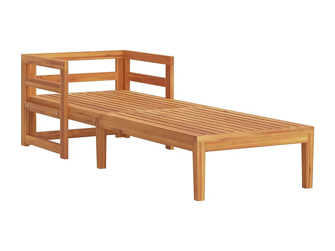 Lettino Prendisole con Cuscini Bianco Crema in Acacia Massello