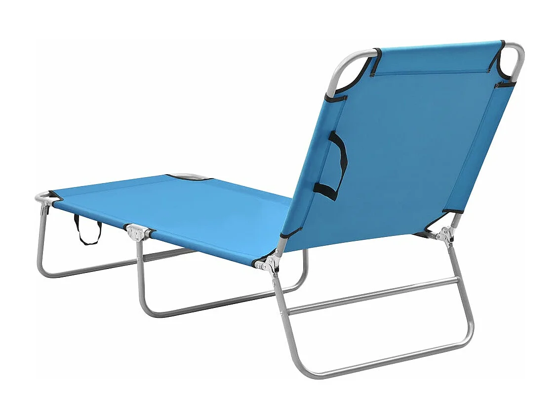 Chaise longue pliable acier et tissu bleu turquoise