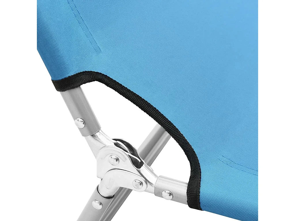 Chaise longue pliable acier et tissu bleu turquoise