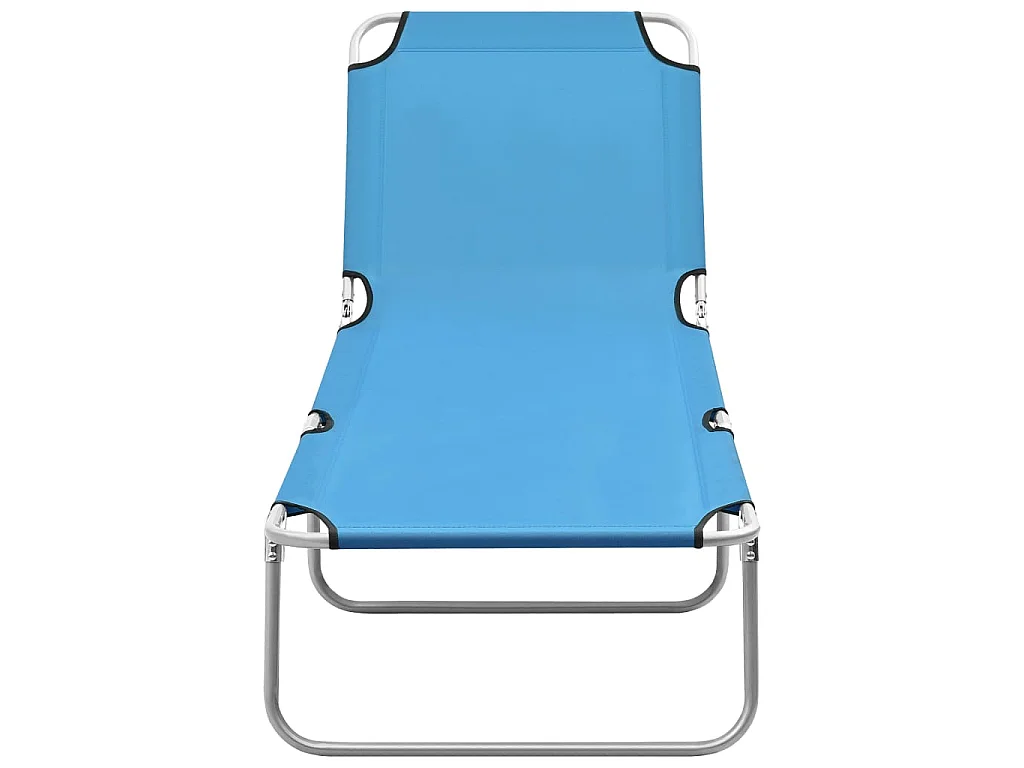 Chaise longue pliable acier et tissu bleu turquoise