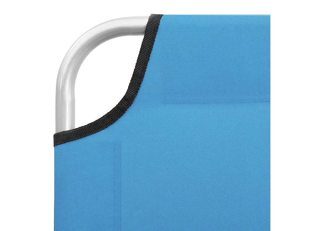 Chaise longue pliable acier et tissu bleu turquoise