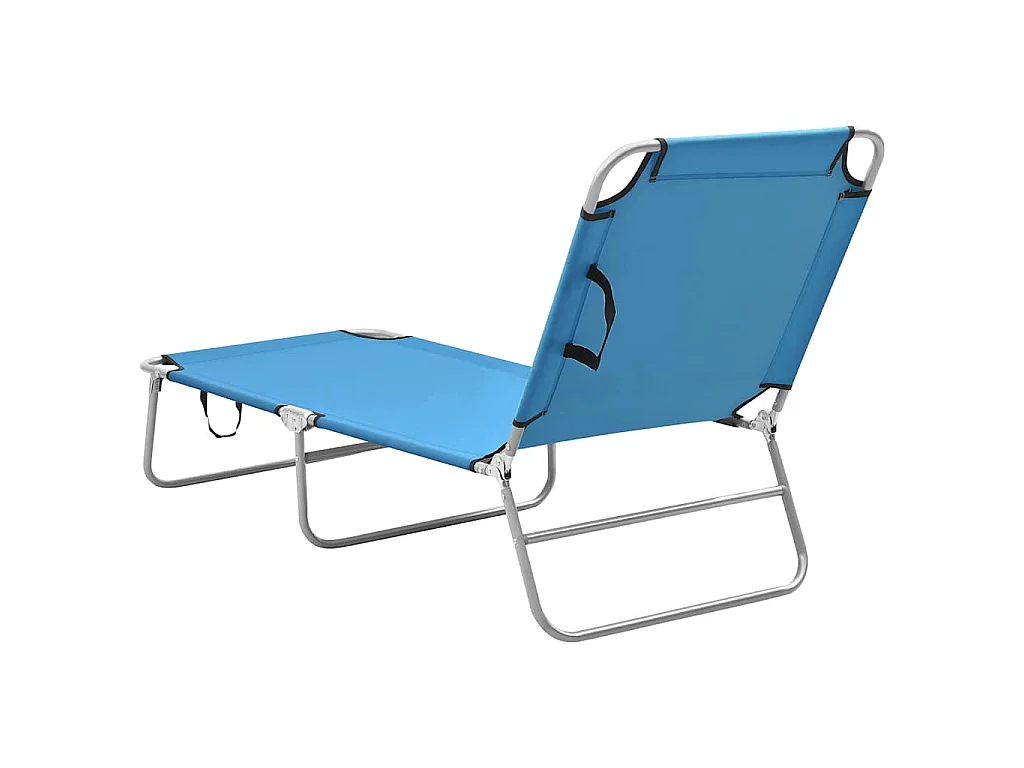 Chaise longue pliable acier et tissu bleu turquoise