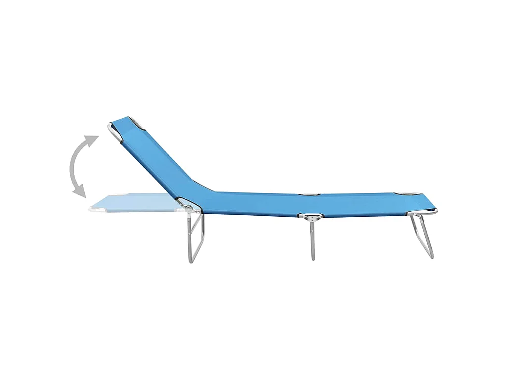 Ligbed inklapbaar staal en stof turquoiseblauw