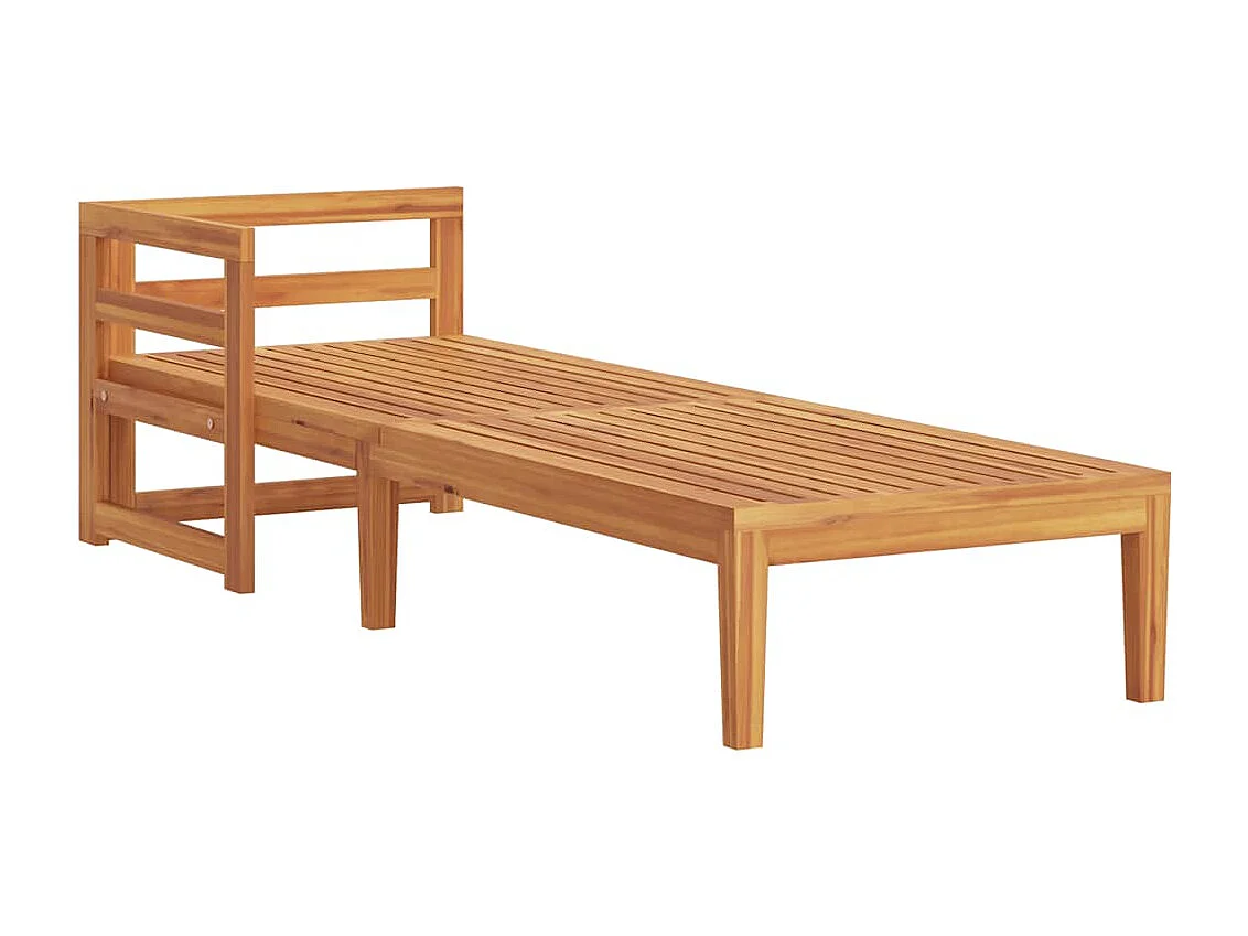 Chaise longue avec 1 accoudoir Blanc crème Bois d'acacia solide