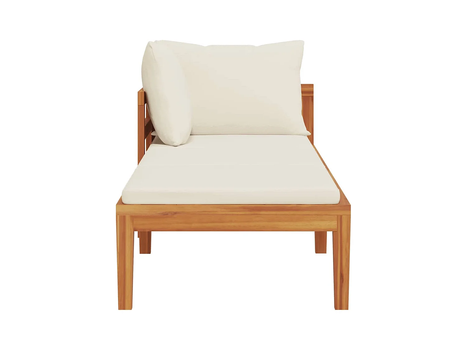 Chaise longue avec 1 accoudoir Blanc crème Bois d'acacia solide