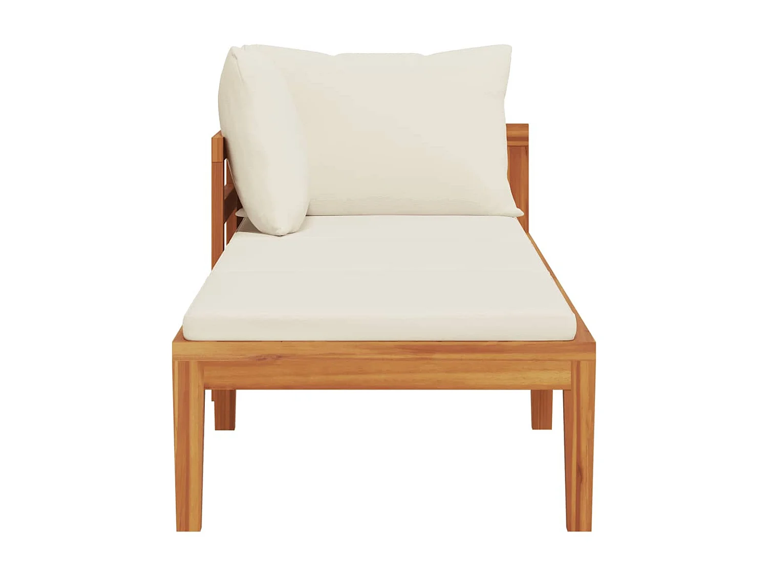 Sonnenliege mit 1 Armlehne Cremeweiß Massivholz Akazie