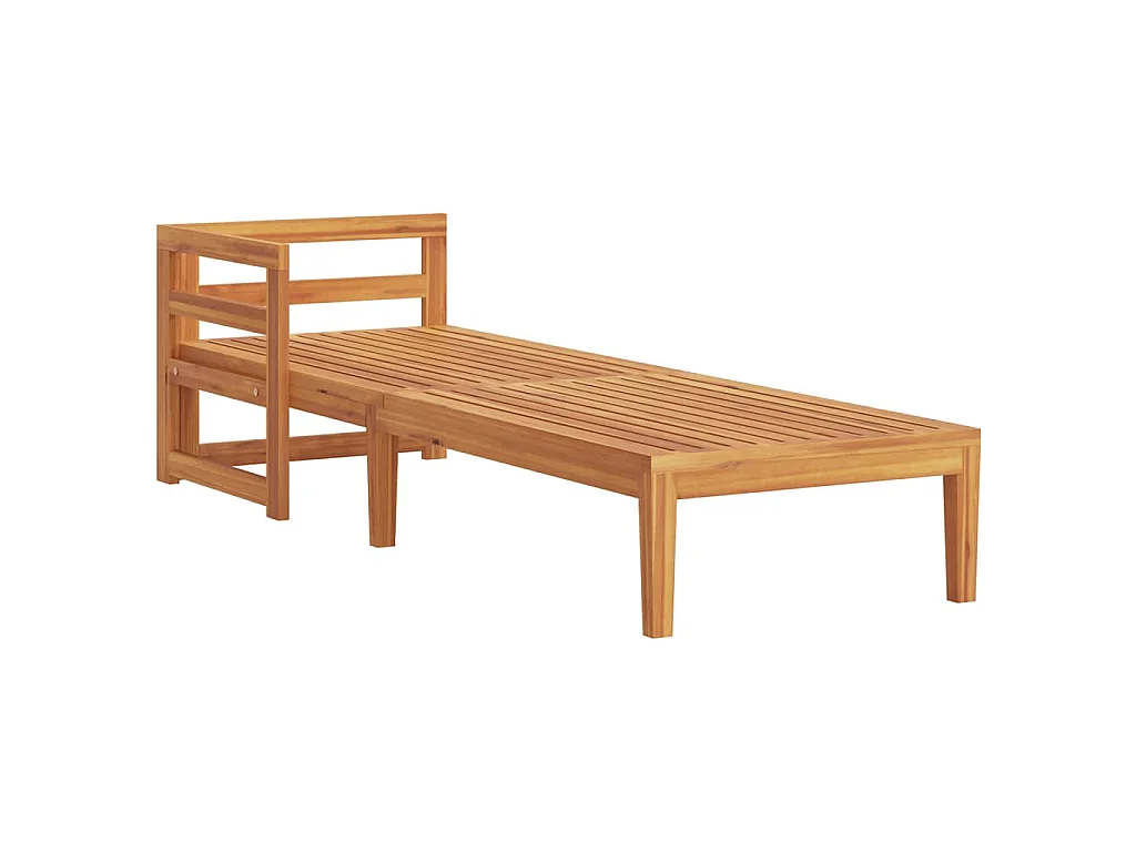Chaise longue avec 1 accoudoir Blanc crème Bois d'acacia solide