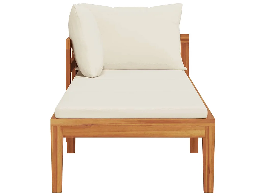 Chaise longue avec 1 accoudoir Blanc crème Bois d'acacia solide