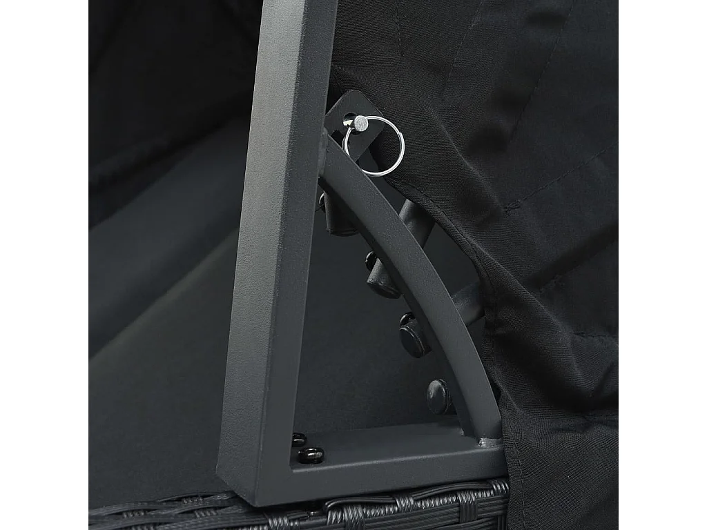 Chaise longue à 2 places avec auvent Résine tressée Noir