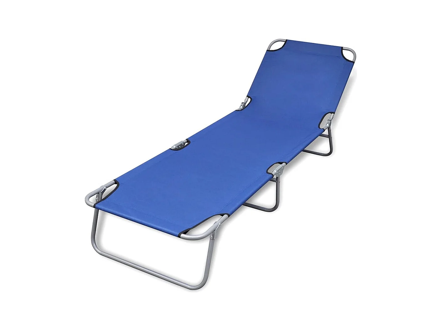 Chaise longue pliable acier enduit de poudre bleu