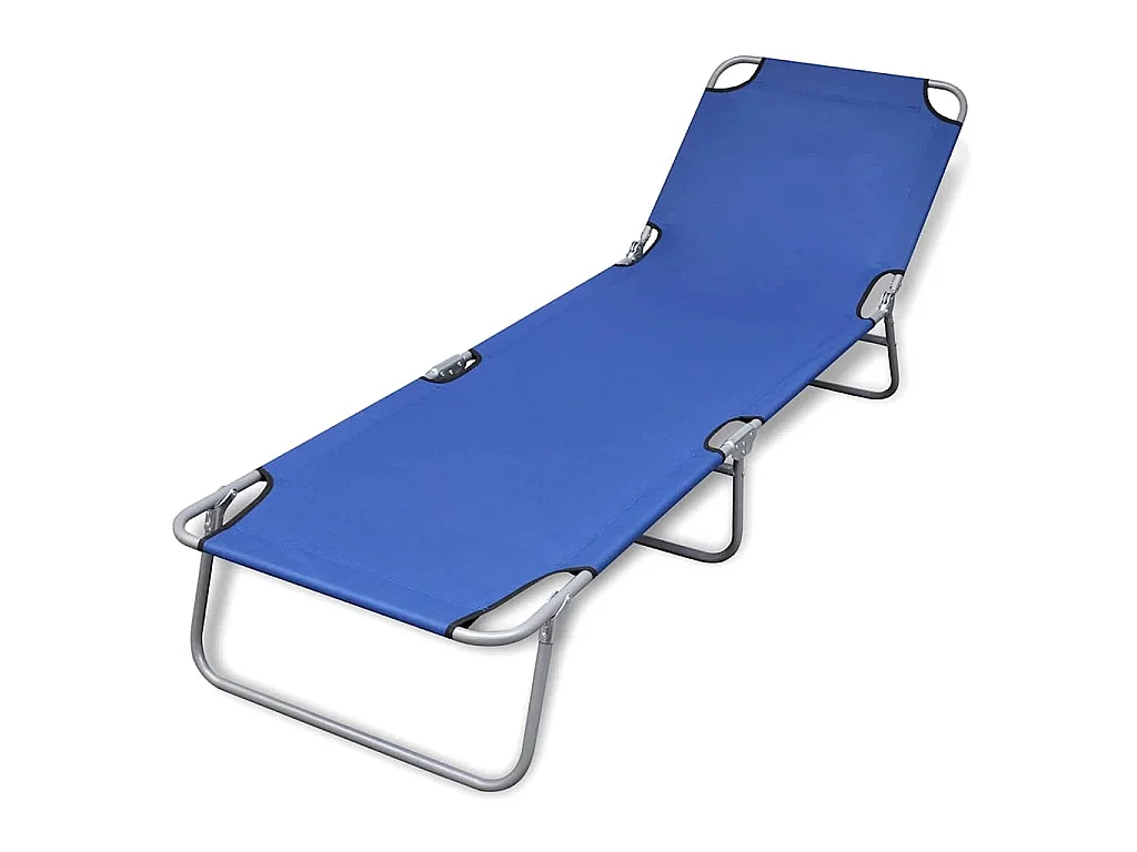 Chaise longue pliable acier enduit de poudre bleu