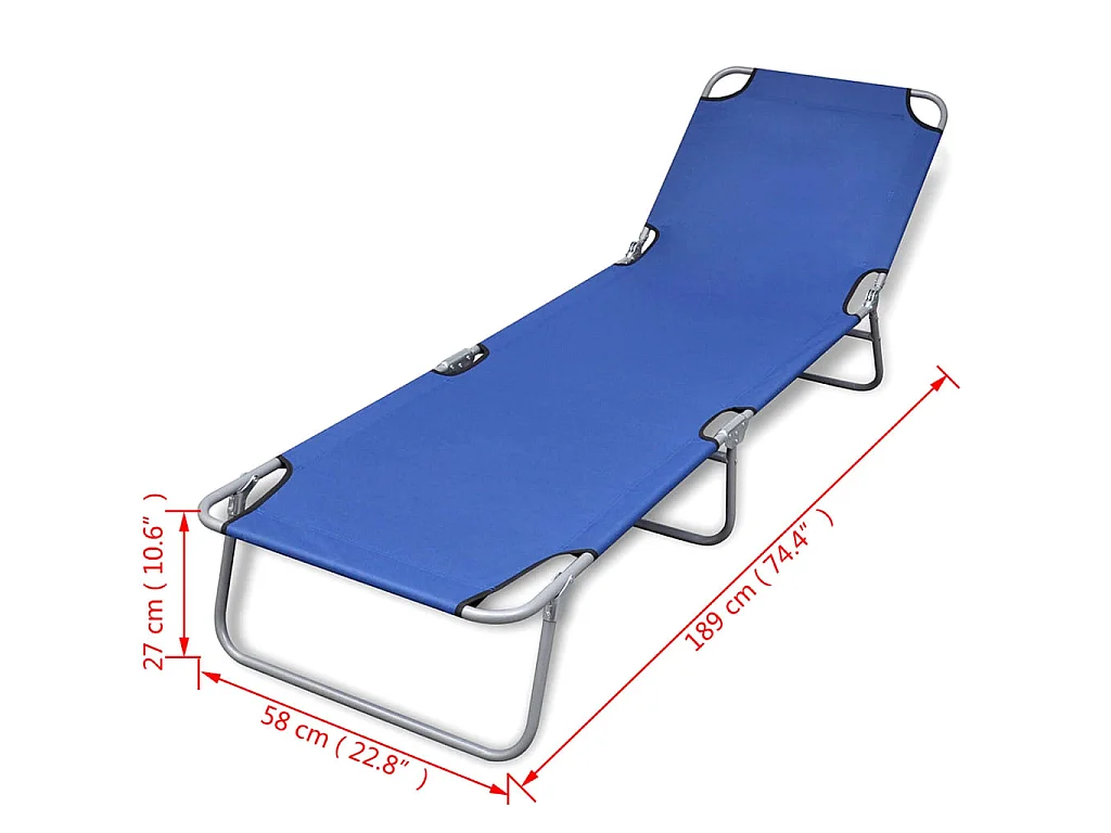 Chaise longue pliable acier enduit de poudre bleu