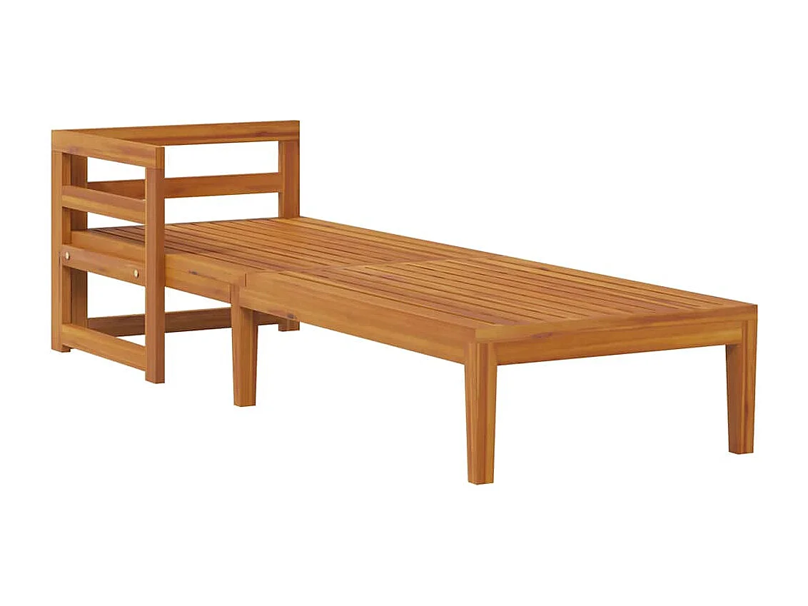 Chaise longue avec 1 accoudoir Gris foncé Bois d'acacia solide