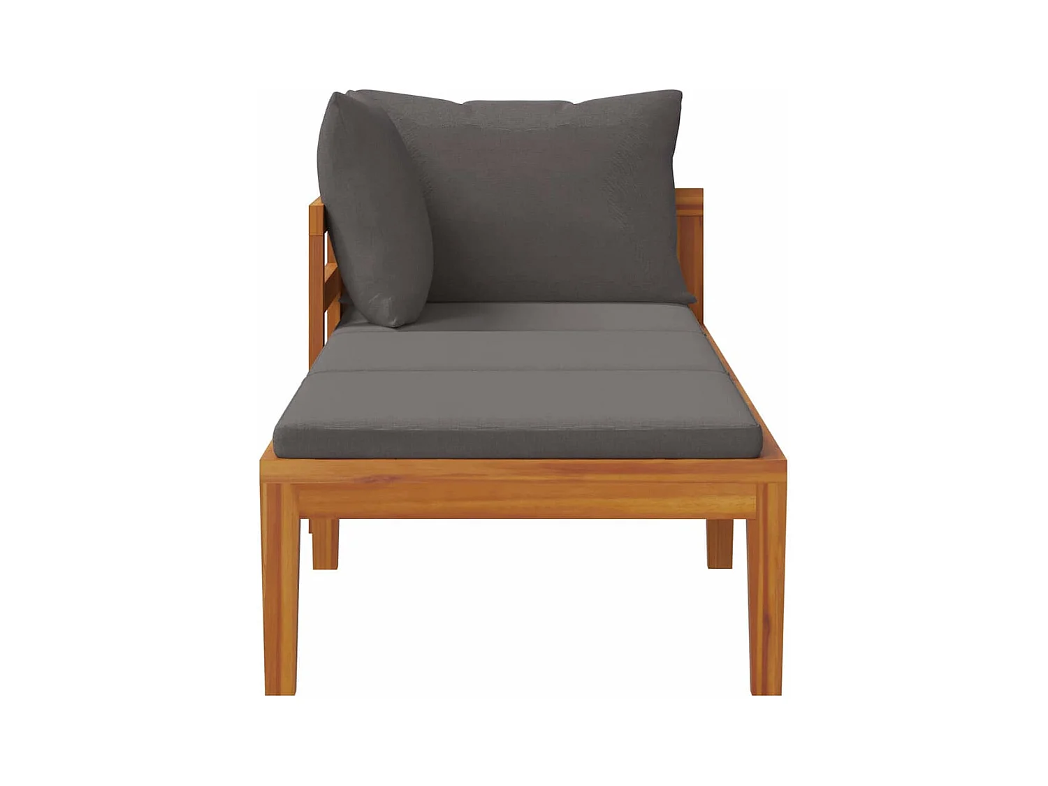 Chaise longue avec 1 accoudoir Gris foncé Bois d'acacia solide