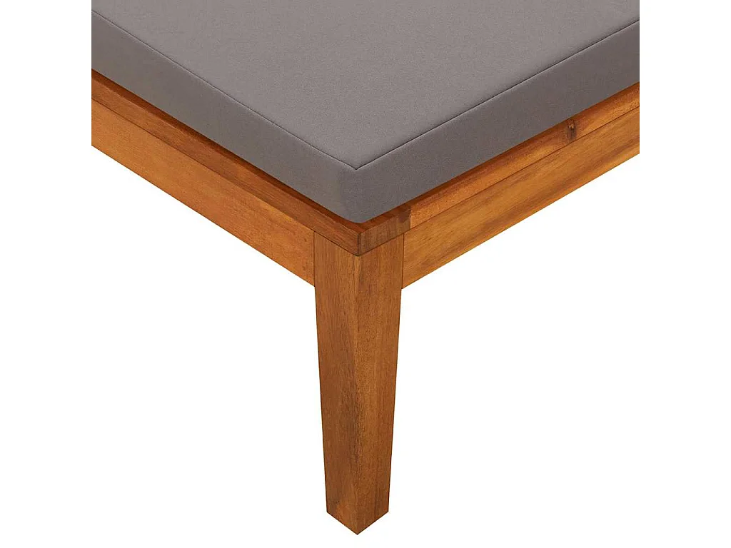 Chaise longue avec 1 accoudoir Gris foncé Bois d'acacia solide