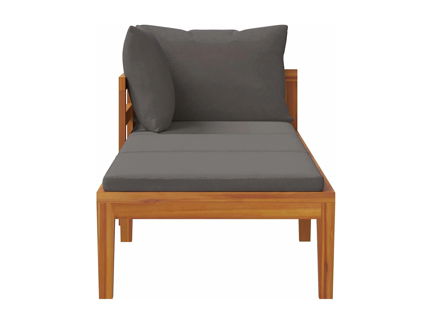 Sonnenliege mit 1 Armlehne Dunkelgrau Massivholz Akazie