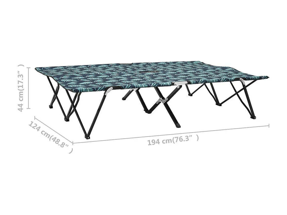 Chaise longue pliable 2 places Motif de feuilles Acier