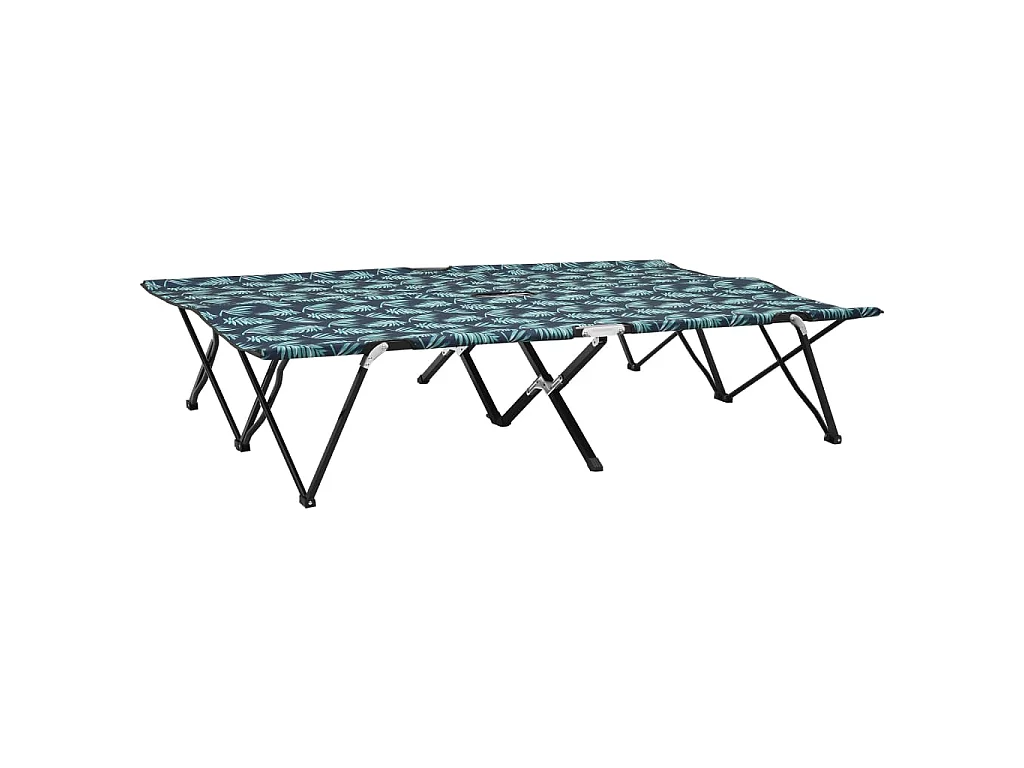 Chaise longue pliable 2 places Motif de feuilles Acier