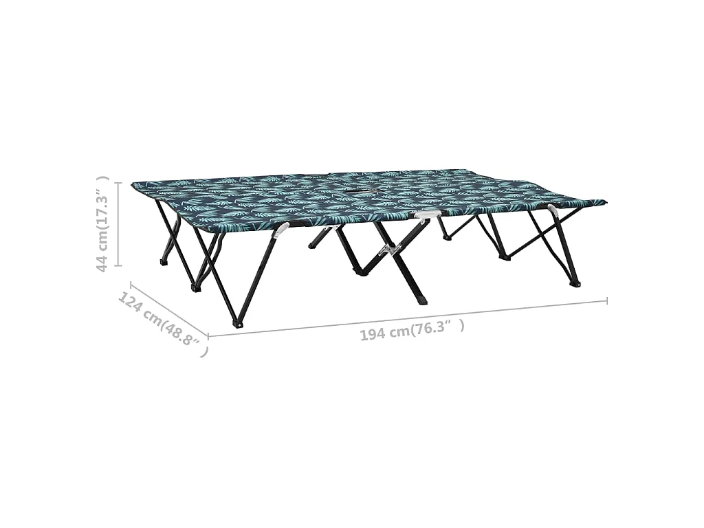 Chaise longue pliable 2 places Motif de feuilles Acier
