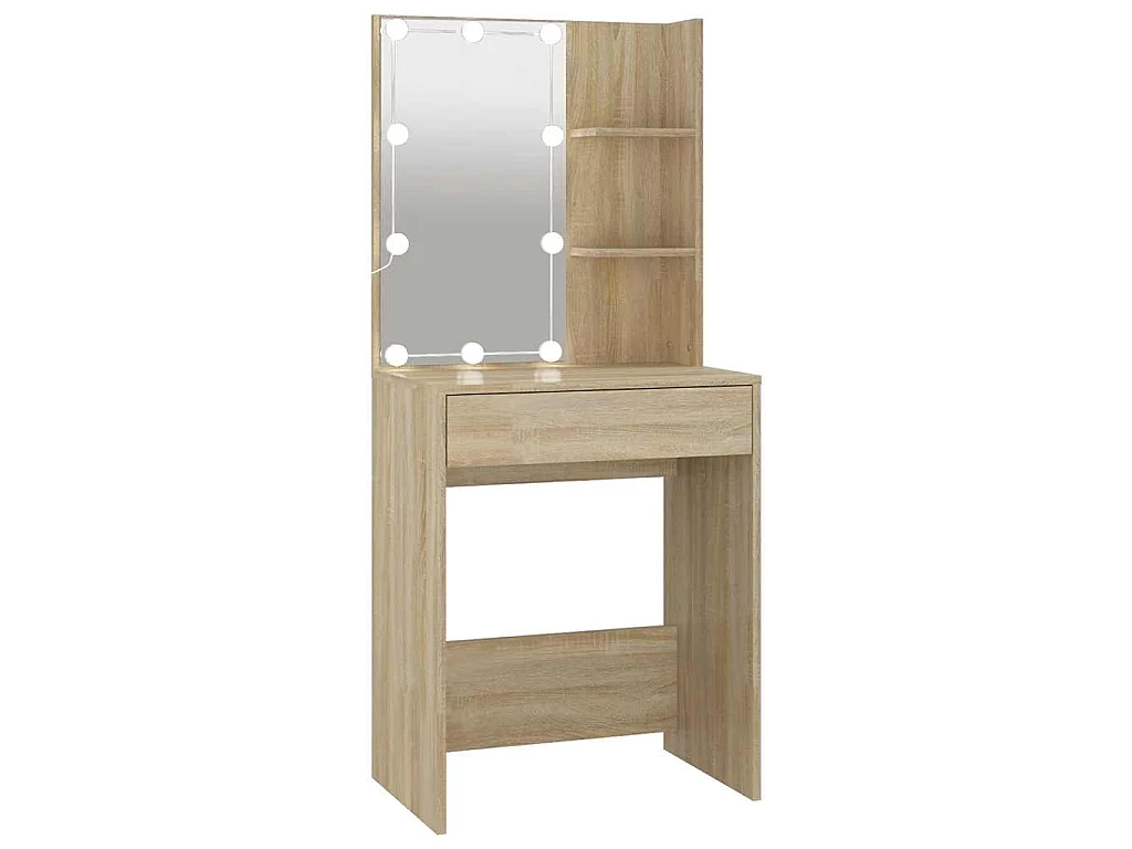 Schminktisch mit LED Sonoma-Eiche 60x40x140 cm