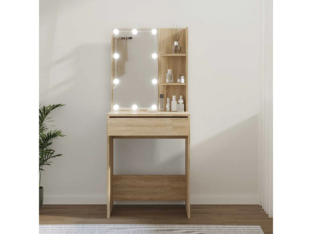 Schminktisch mit LED Sonoma-Eiche 60x40x140 cm