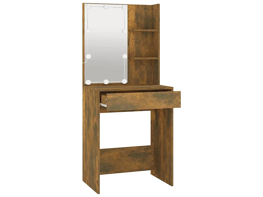 Kaptafel met LED-verlichting 60x40x140 cm gerookt eikenkleur