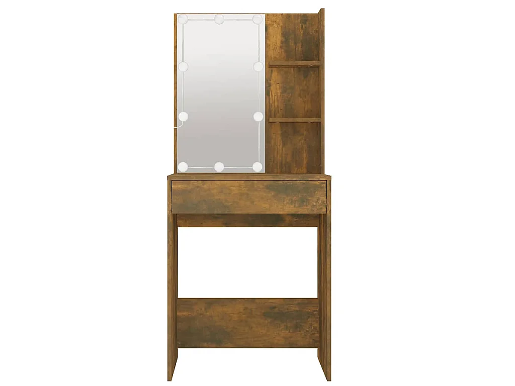 Kaptafel met LED-verlichting 60x40x140 cm gerookt eikenkleur