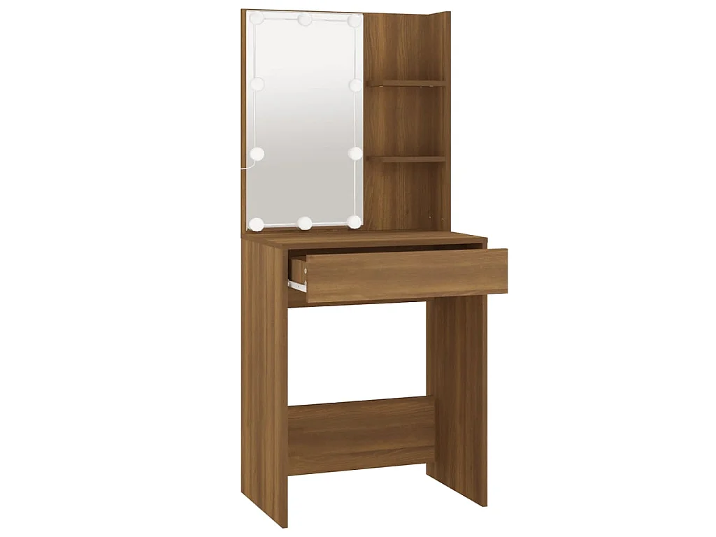Schminktisch mit LED Braun Eichen-Optik 60x40x140 cm