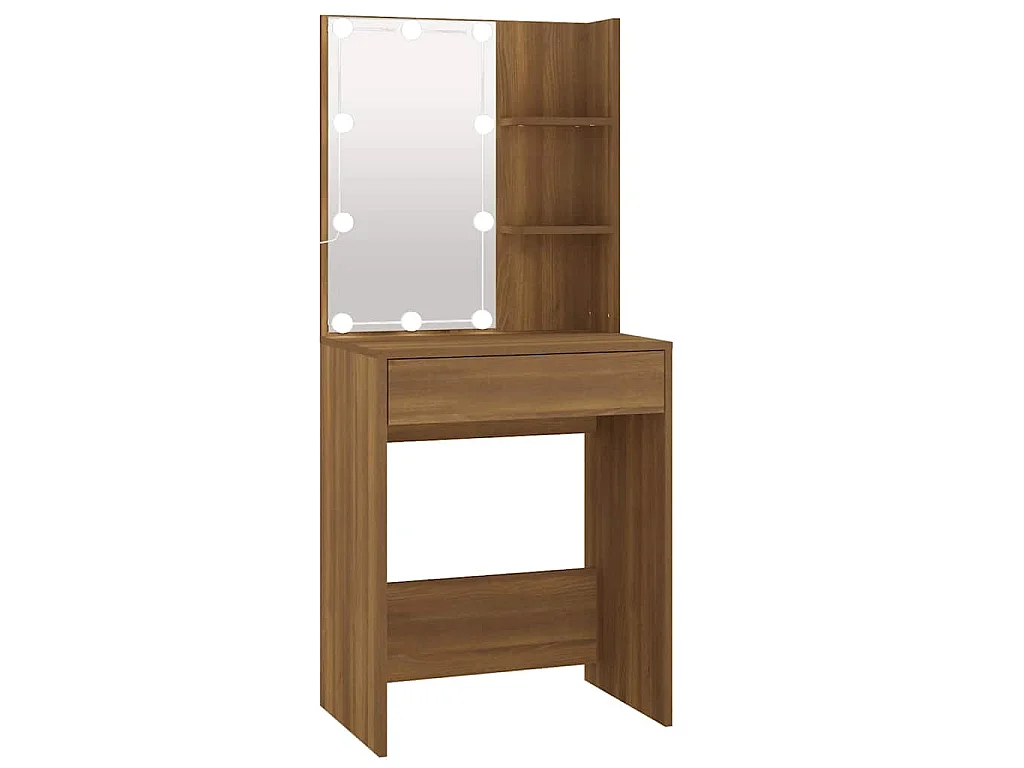 Kaptafel met LED-verlichting 60x40x140 cm bruin eikenkleur