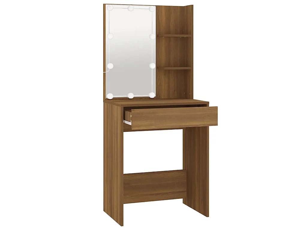 Kaptafel met LED-verlichting 60x40x140 cm bruin eikenkleur